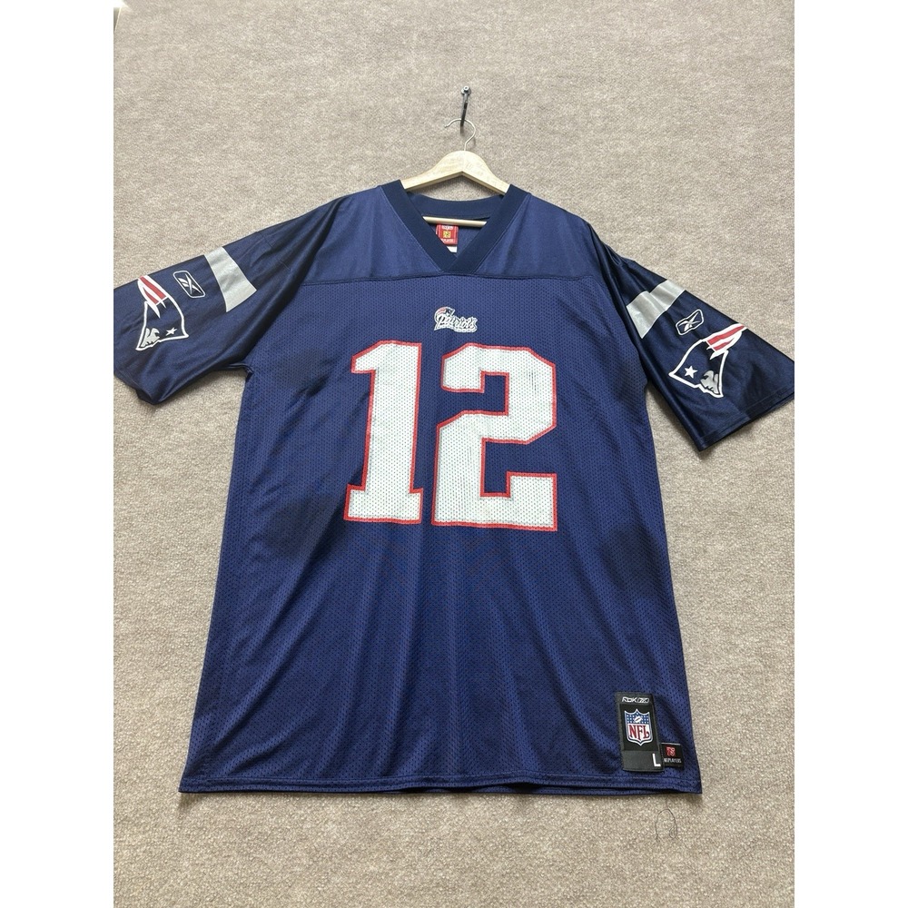New England Patriots Tom Brady #12 Reebok Jersey Size Large NFL Player‎ Vintage